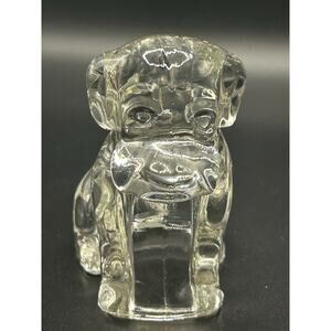 Vintage Federal Small Clear Glass Sitting Dog Figurine 1940s MCM Terrier